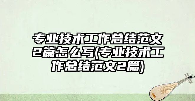 專業(yè)技術工作總結范文2篇怎么寫(專業(yè)技術工作總結范文2篇)