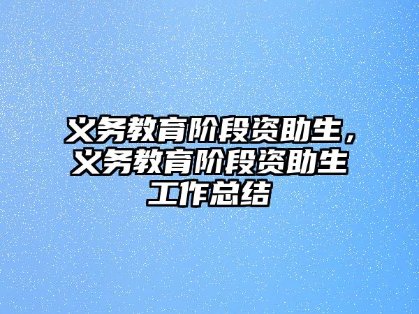 義務教育階段資助生，義務教育階段資助生工作總結