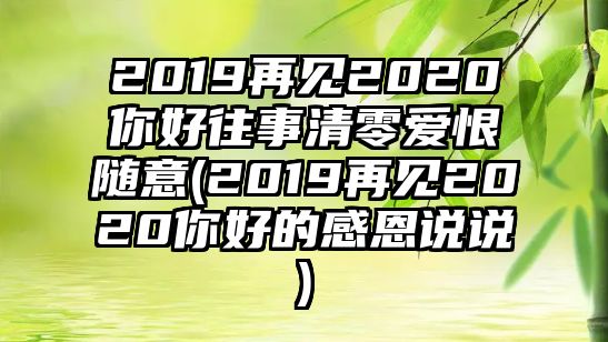 2019再見2020你好往事清零愛恨隨意(2019再見2020你好的感恩說說)