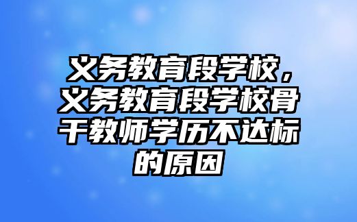 義務(wù)教育段學(xué)校，義務(wù)教育段學(xué)校骨干教師學(xué)歷不達標(biāo)的原因