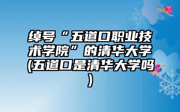 綽號“五道口職業(yè)技術(shù)學(xué)院”的清華大學(xué)(五道口是清華大學(xué)嗎)