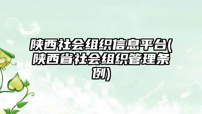 陜西社會組織信息平臺(陜西省社會組織管理?xiàng)l例)