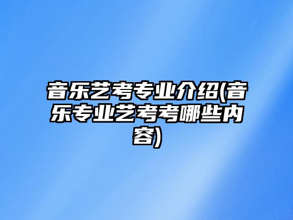 音樂藝考專業(yè)介紹(音樂專業(yè)藝考考哪些內(nèi)容)