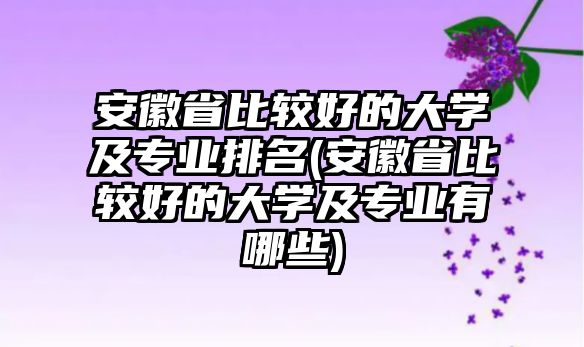 安徽省比較好的大學(xué)及專業(yè)排名(安徽省比較好的大學(xué)及專業(yè)有哪些)