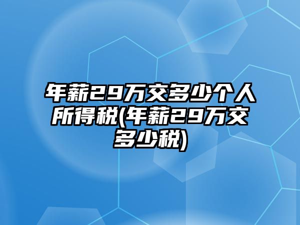 年薪29萬交多少個(gè)人所得稅(年薪29萬交多少稅)