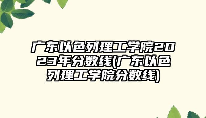 廣東以色列理工學院2023年分數線(廣東以色列理工學院分數線)