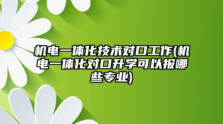 機電一體化技術(shù)對口工作(機電一體化對口升學可以報哪些專業(yè))