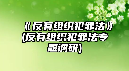 《反有組織犯罪法》(反有組織犯罪法專題調(diào)研)