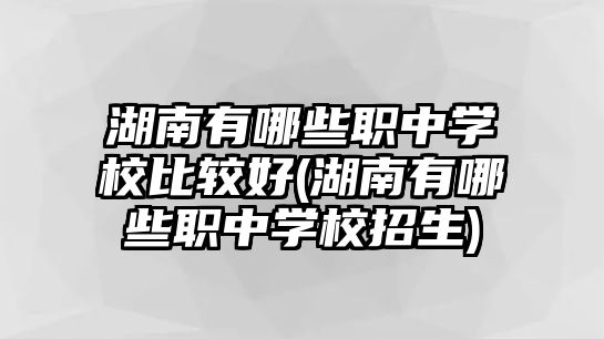 湖南有哪些職中學校比較好(湖南有哪些職中學校招生)