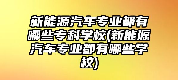 新能源汽車專業(yè)都有哪些?？茖W校(新能源汽車專業(yè)都有哪些學校)