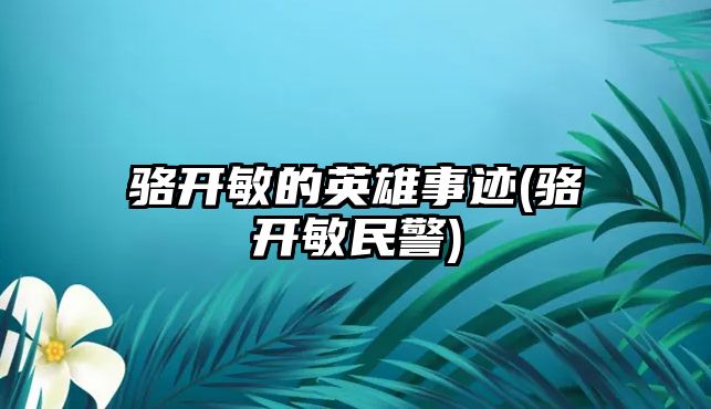 駱開敏的英雄事跡(駱開敏民警)