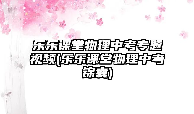 樂樂課堂物理中考專題視頻(樂樂課堂物理中考錦囊)