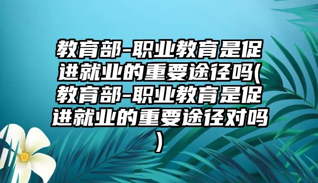 教育部-職業(yè)教育是促進(jìn)就業(yè)的重要途徑嗎(教育部-職業(yè)教育是促進(jìn)就業(yè)的重要途徑對嗎)