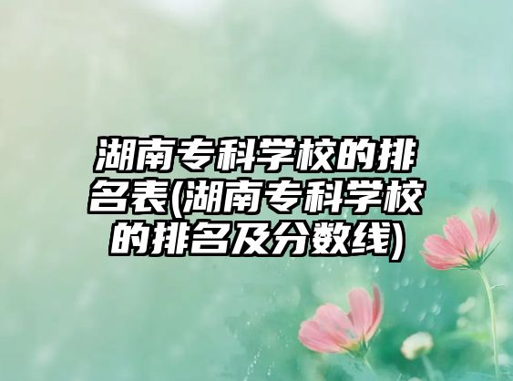 湖南專科學(xué)校的排名表(湖南?？茖W(xué)校的排名及分?jǐn)?shù)線)