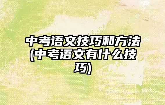 中考語文技巧和方法(中考語文有什么技巧)