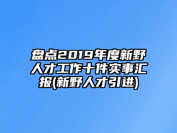 盤點(diǎn)2019年度新野人才工作十件實(shí)事匯報(bào)(新野人才引進(jìn))