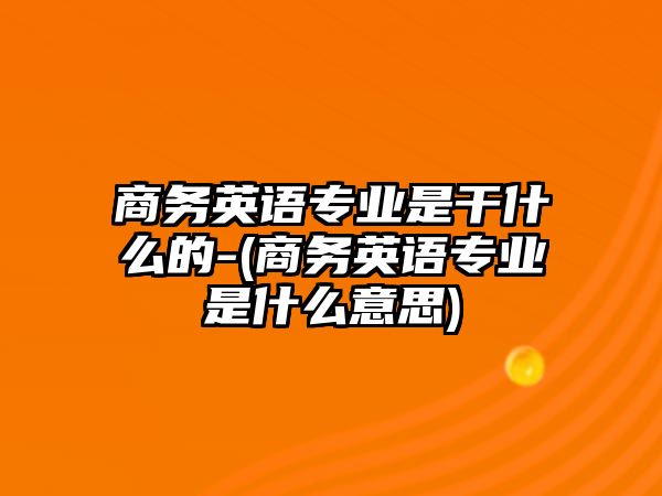 商務(wù)英語專業(yè)是干什么的-(商務(wù)英語專業(yè)是什么意思)