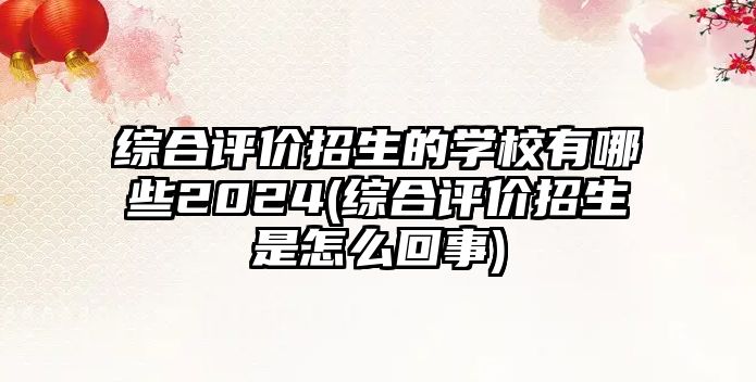 綜合評(píng)價(jià)招生的學(xué)校有哪些2024(綜合評(píng)價(jià)招生是怎么回事)