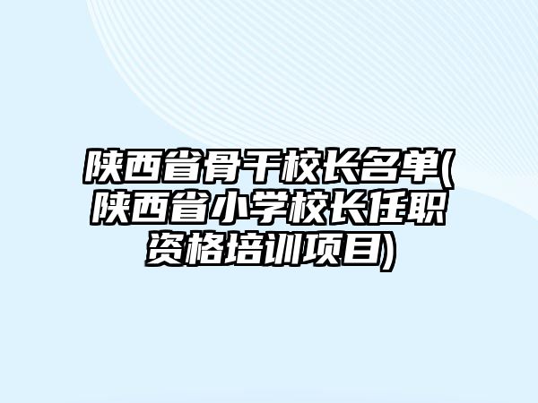 陜西省骨干校長名單(陜西省小學(xué)校長任職資格培訓(xùn)項目)