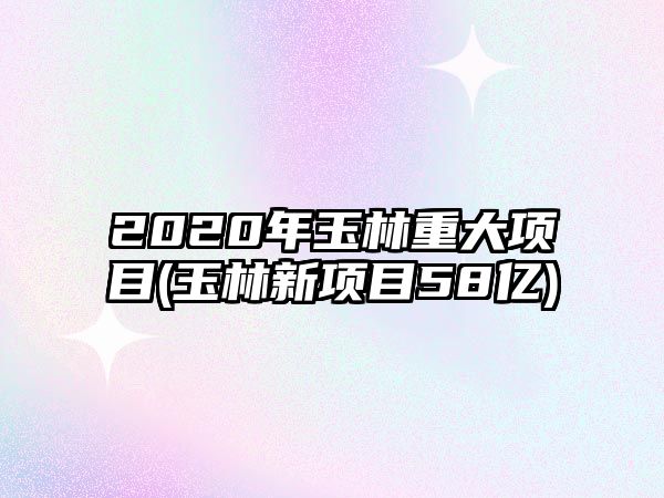 2020年玉林重大項目(玉林新項目58億)