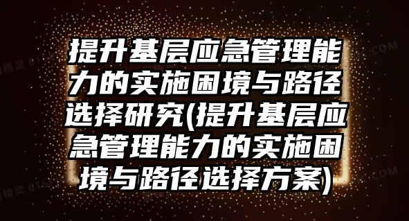 提升基層應(yīng)急管理能力的實施困境與路徑選擇研究(提升基層應(yīng)急管理能力的實施困境與路徑選擇方案)