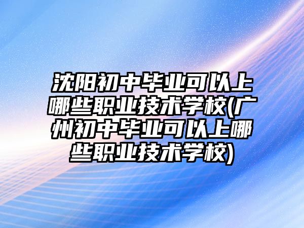 沈陽初中畢業(yè)可以上哪些職業(yè)技術學校(廣州初中畢業(yè)可以上哪些職業(yè)技術學校)