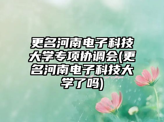 更名河南電子科技大學(xué)專項協(xié)調(diào)會(更名河南電子科技大學(xué)了嗎)