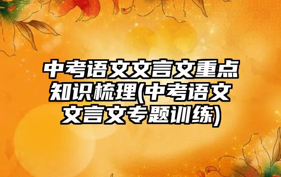 中考語文文言文重點(diǎn)知識梳理(中考語文文言文專題訓(xùn)練)