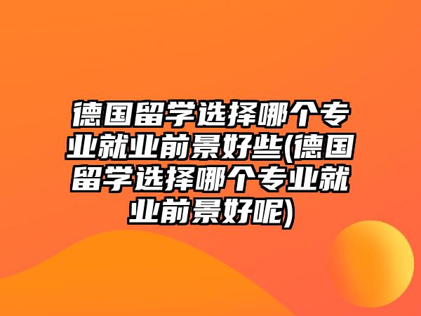 德國留學(xué)選擇哪個(gè)專業(yè)就業(yè)前景好些(德國留學(xué)選擇哪個(gè)專業(yè)就業(yè)前景好呢)