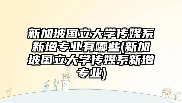 新加坡國(guó)立大學(xué)傳媒系新增專業(yè)有哪些(新加坡國(guó)立大學(xué)傳媒系新增專業(yè))