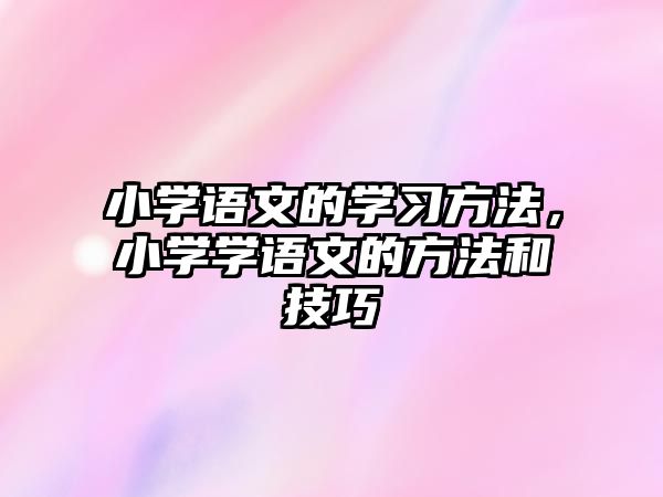 小學語文的學習方法，小學學語文的方法和技巧