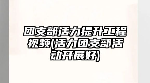 團(tuán)支部活力提升工程視頻(活力團(tuán)支部活動開展好)