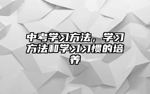 中考學習方法，學習方法和學習習慣的培養(yǎng)