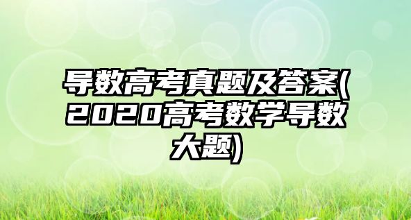 導(dǎo)數(shù)高考真題及答案(2020高考數(shù)學(xué)導(dǎo)數(shù)大題)