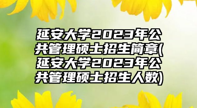 延安大學2023年公共管理碩士招生簡章(延安大學2023年公共管理碩士招生人數(shù))