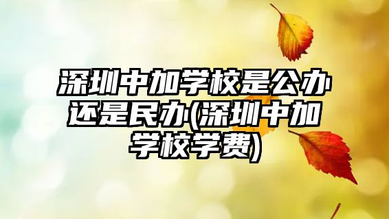 深圳中加學(xué)校是公辦還是民辦(深圳中加學(xué)校學(xué)費(fèi))