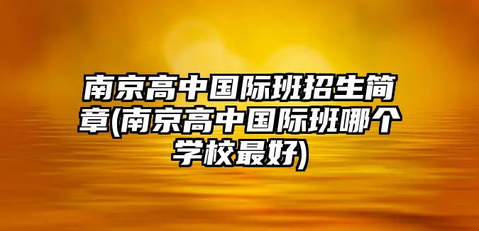 南京高中國際班招生簡章(南京高中國際班哪個(gè)學(xué)校最好)