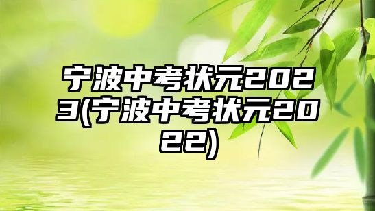 寧波中考狀元2023(寧波中考狀元2022)