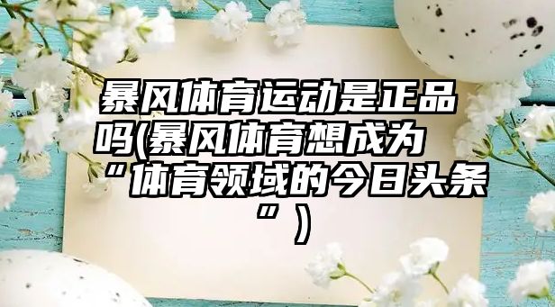 暴風體育運動是正品嗎(暴風體育想成為“體育領域的今日頭條”)