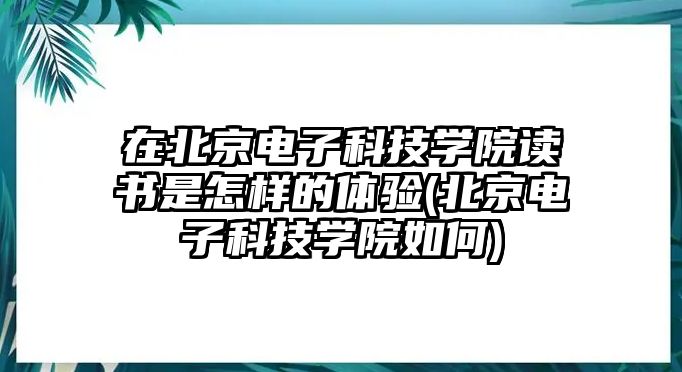 在北京電子科技學院讀書是怎樣的體驗(北京電子科技學院如何)