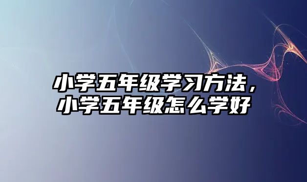 小學五年級學習方法，小學五年級怎么學好