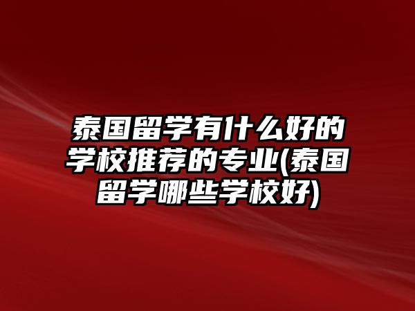 泰國留學(xué)有什么好的學(xué)校推薦的專業(yè)(泰國留學(xué)哪些學(xué)校好)