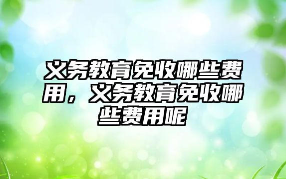 義務教育免收哪些費用，義務教育免收哪些費用呢