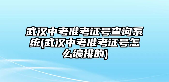 武漢中考準考證號查詢系統(tǒng)(武漢中考準考證號怎么編排的)