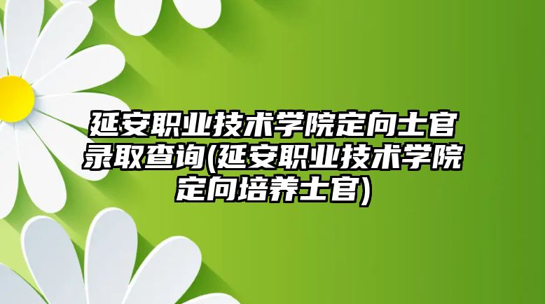 延安職業(yè)技術(shù)學(xué)院定向士官錄取查詢(延安職業(yè)技術(shù)學(xué)院定向培養(yǎng)士官)