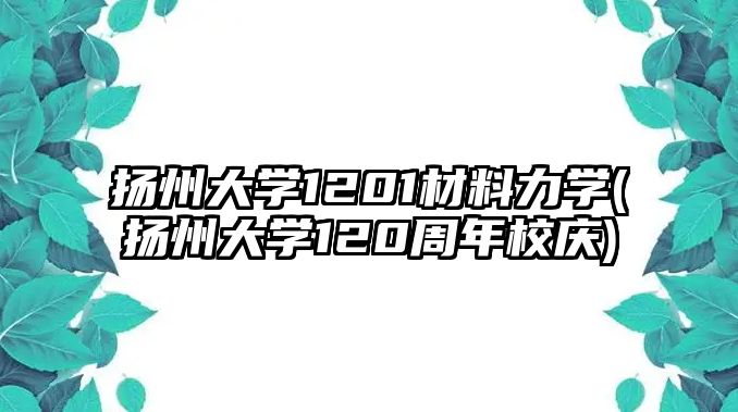 揚州大學1201材料力學(揚州大學120周年校慶)