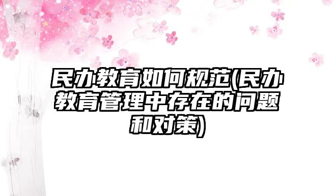 民辦教育如何規(guī)范(民辦教育管理中存在的問題和對策)