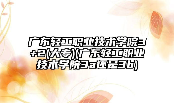 廣東輕工職業(yè)技術學院3+2(大專)(廣東輕工職業(yè)技術學院3a還是3b)