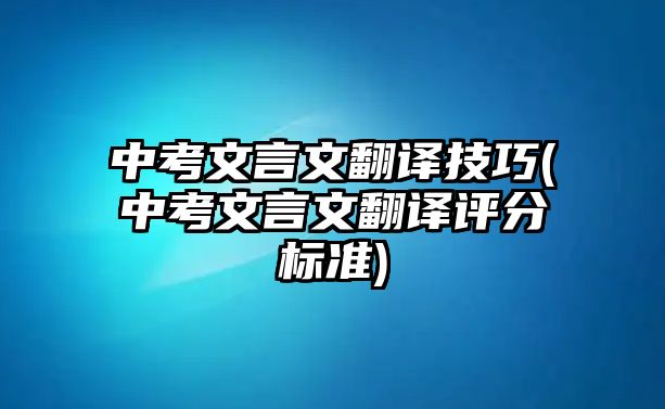 中考文言文翻譯技巧(中考文言文翻譯評分標準)