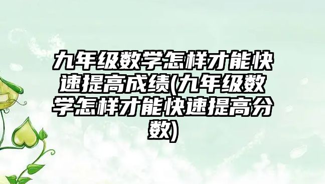 九年級(jí)數(shù)學(xué)怎樣才能快速提高成績(jī)(九年級(jí)數(shù)學(xué)怎樣才能快速提高分?jǐn)?shù))